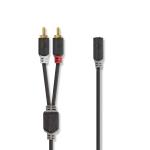 CAVO AUDIO 1MT JACK F X 2 RCA GOLD PLATED NERO NEDIS