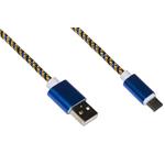 CAVO DATI/RICARICA USB TIPO C 1MT GUAINA INTRECCIATA BLU/GIALLO LINK
