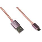 CAVO DATI/RICARICA MICRO USB 1MT GUAINA INTRECCIATA ROSA LINK