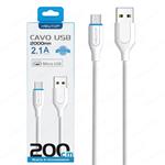 CAVO DATI/RICARICA USB MICRO 2MT 2.1A BIANCO NEWTOP