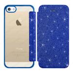 ELETRIC FLIP GRITTER TPU CASE COVER IPHONE 5G-5S-5SE (APPLE - Iphone 5G-5S-5SE - Blu cromato)