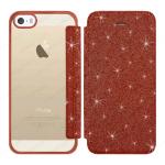 ELETRIC FLIP GRITTER TPU CASE COVER IPHONE 5G-5S-5SE (APPLE - Iphone 5G-5S-5SE - Rosso cromato)