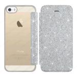 ELETRIC FLIP GRITTER TPU CASE COVER IPHONE 5G-5S-5SE (APPLE - Iphone 5G-5S-5SE - Argento cromato)