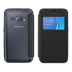 ELETRIC FLIP VIEW TPU CASE COVER SAMSUNG GALAXY J1 2016 (SAMSUNG - Galaxy J1 2016 - Nero lucido)