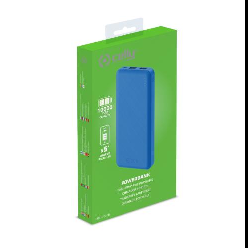 BATTERIA UNIVERSALE PORTATILE POWER BANK 10000 CELLY AZZURRA