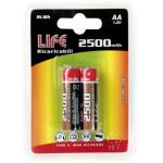 BATTERIA STILO 2PCS RICARICABILI AA 2500MAH LIFE