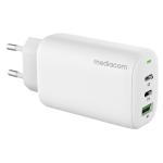 CARICATORE DA MURO 2 PORTE USB TIPO C + USB 3.0 65 WATT MEDIACOM BIANCO 