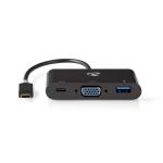 ADATTATORE  USB TIPO C  A MULTIPORTA VGA/USB/USB TIPO C NEDIS NERO