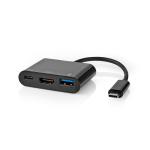 HUB USB C A TRE PORTE, HDMI, TIPO C E USB 3.1 NEDIS NERO