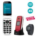 KIT CELL. SENIOR EASYTECK S400 2,8"/1.4" FOLD 4G VoLTE GPS+SOS BAND RED DARK