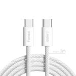 CAVO DATI/RICARICA SUPER RAPIDA 100W TESSUTO USB TIPO C M/M 3MT BIANCO FONEX