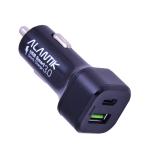 CARICATORE AUTO USB + USB TIPO C QUICK CHARGE 3.0 ALANTIK NERO