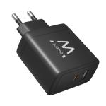 TRAVEL CASA USB + USB TIPO C FAST CHARGER 65W EWENT NERO