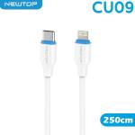 NEWTOP CU09 BLULINE CAVO 250CM TYPE-C/LIGHTNING PD MAX 2.2A