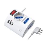 MULTIPRESA 3 POSTI + 2 PORTE USB + 1 PORTA USB TIPO C CON SPINA 10A EWENT BIANCA