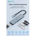 ADATTATORE HUB  USB TIPO C  5 in 1 serie Leopard C a USB*2+C+PD 100W+HDMI 4K DEVIA
