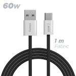 CAVO DATI/RICARICA 60W TESSUTO USB TIPO C M/M 1MT NERO FONEX