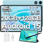 Tablet 11 Pollici 90Hz Tablets Android 15, 20GB  RAM+128GB ROM(TF 5TB), Dual SIM 4G LTE+5GWiFi, 2GHz Octa-Core,  Tablet con Penna+Custodia/7000mAh/GPS/Widevine TECLAST P50