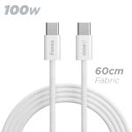 CAVO DATI/RICARICA SUPER RAPIDA 100W TESSUTO USB TIPO C M/M 0.6MT BIANCO FONEX