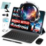 TECLAST P50Case Tablet 11 Pollici 90Hz Tablets Android 15, 2.0GHz  Octa-Core, 12GB RAM+128GB ROM/TF 4TB/7000mAh/Widevine  L1/GPS/BT5/OTG/Tablet con Tastiera+Custodia+Penna+Auricolari