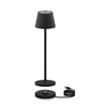 LAMPADA LED DA TAVOLO RICARICABILE     CON BASE DI RICARICA A CONTATTO     REGOLAZIONE LUMINOSITA’ TRAMITE TASTO TOUCH    ADATTA AD INTERNI ED ESTERNI (PROTEZIONE IP65 GAIA MAJESTIC NERA