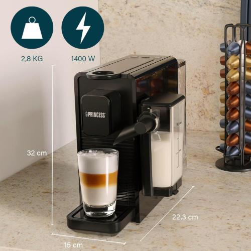 MACCHINA CAFFE' E CAPPUCCINO CAPSULE E LATTE 0.8L 1400W NERO PRINCESS