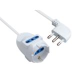 CAVO PROLUNGA lineare Spina 16A 90° / 1 Presa Schuko/Bipasso e 2 prese Bipasso BIANCA 