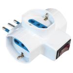 TRIPLA CON SPINA 16A, 3 PR.SCHUKO/BIPASSO, CON PROTEZIONE E INTERRUTTORE, BIANCA, 3500W