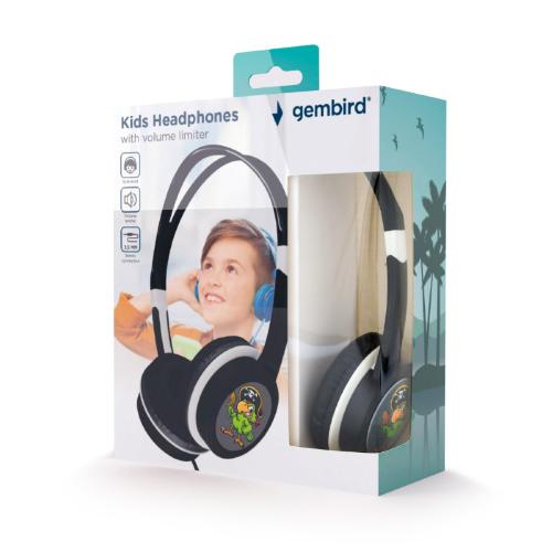 CUFFIA STEREO CON MICROFONO TECHMADE GEMBIRD PER BAMBINI CON LIMITATORE VOLUME NERE MHP-JR-BK