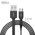 CAVO DATI/RICARICA USB /  USB TIPO C PIATTO 1.5MT 60W FONEX NERO