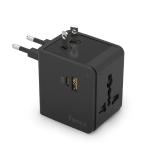 ADATTATORE DI CORRENTE UNIVERSALE E CARICATORE 2 PORTE USB / USB C 20W FONEX NERO