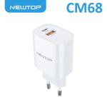CARICATORE DA MURO USB A + USB TIPO C CM68 QC3.0 + PD 30W BIANCO NEWTOP