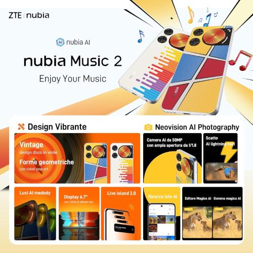 ZTE NUBIA MUSIC 2 DUAL SIM 6.7" OCTA CORE RAM 4 MEM 256GB 4G LTE BIANCO