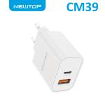 CARICATORE DA MURO USB A + USB TIPO C CM39 25W BIANCO NEWTOP