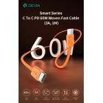 CAVO DATI/RICARICA USB TIPO C 1.MT 60W ARANCIONE DEVIA