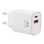 CARICATORE DA MURO DA 30W,1 USB TIPO C + 1 USB TIPO A EW1326  EWENT 