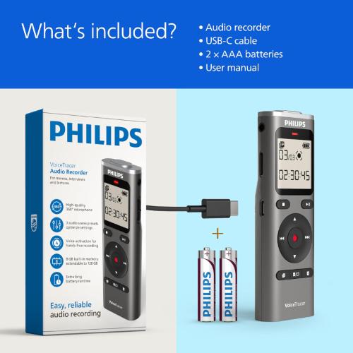 Philips DVT1170 VoiceTracer Registratore audio 8GB