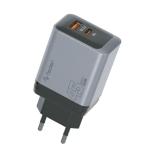 CARICATORE DA MURO DA 45W,1 USB TIPO C + 1 USB TIPO A FEDER GRIGIO