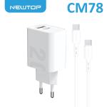 NEWTOP CM78 CARICATORE DA MURO QC 3.0 + PD 20W CON CAVO TYPE-C/TYPE-C
