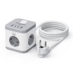 MULTIPRESA Mini Cube Multipresa a torre 3 posizioni con 2 Type-C e 2 USB-A BIANCA
