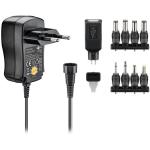 Alimentatore AC/DC Regolabile 3V-12V max 7.2W 600mA, 8 TIPS 